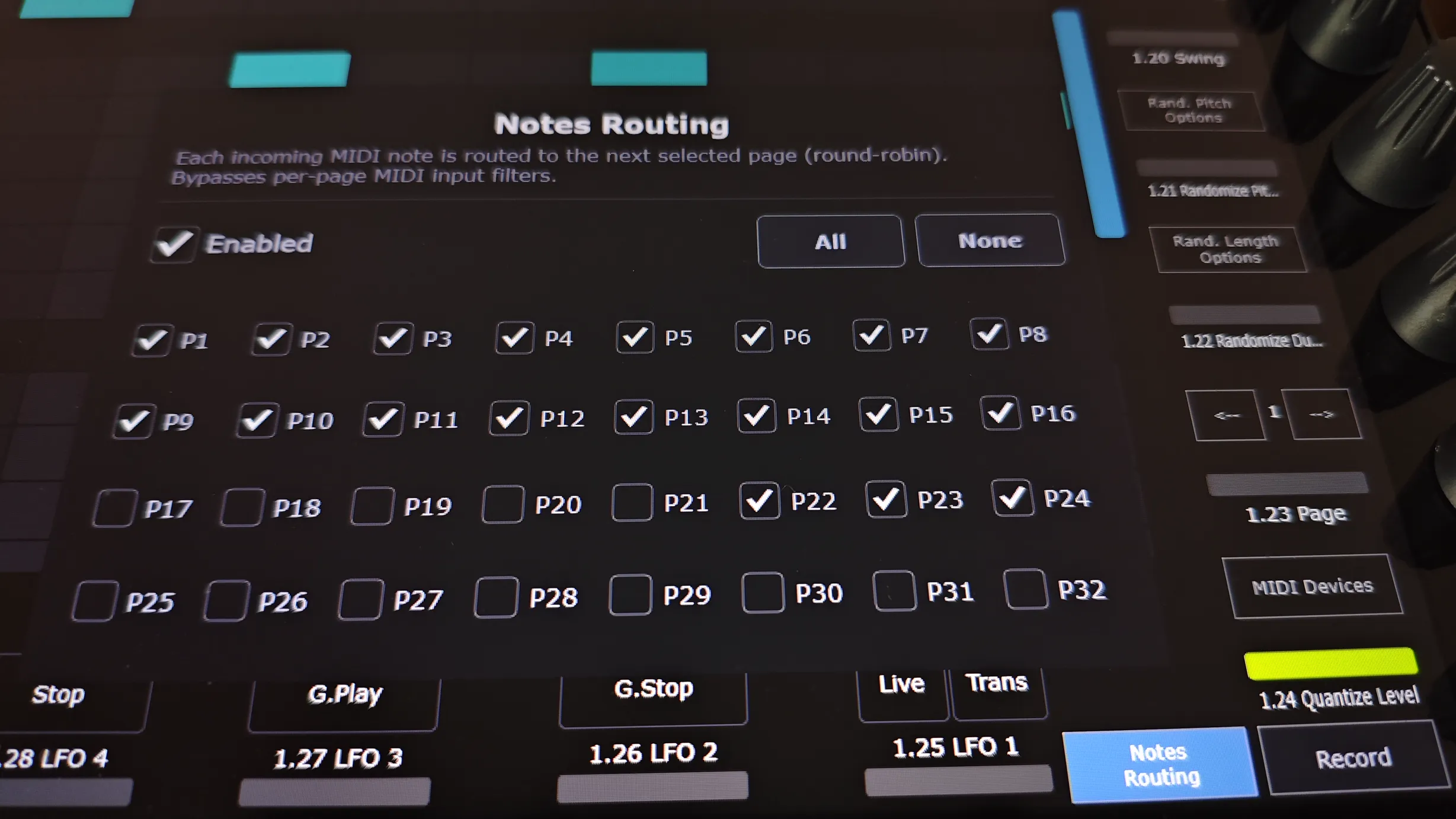 Input MIDI note routing triggering different sequencers from incoming notes